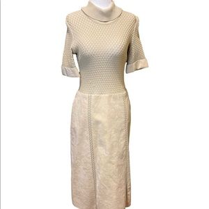 Vintage knit suede midi length dress Cottagecore